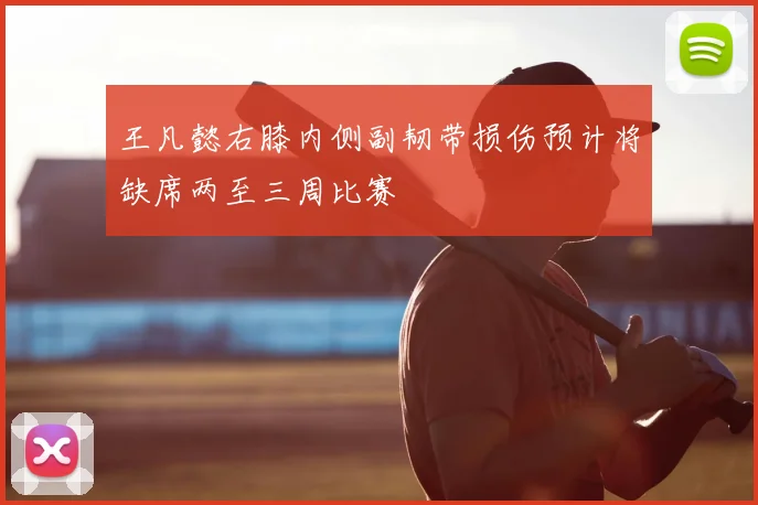 王凡懿右膝内侧副韧带损伤预计将缺席两至三周比赛